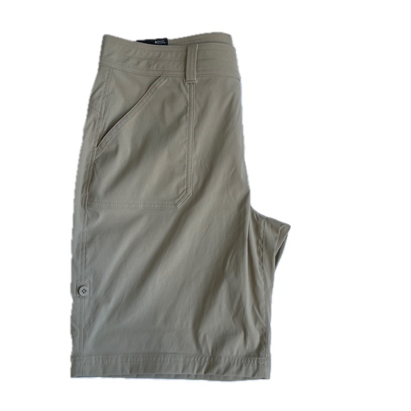 Eddie Bauer Shorts Rolled Hem Bermuda Size 12 Beige Nylon Spandex New NWT - Picture 3 of 9